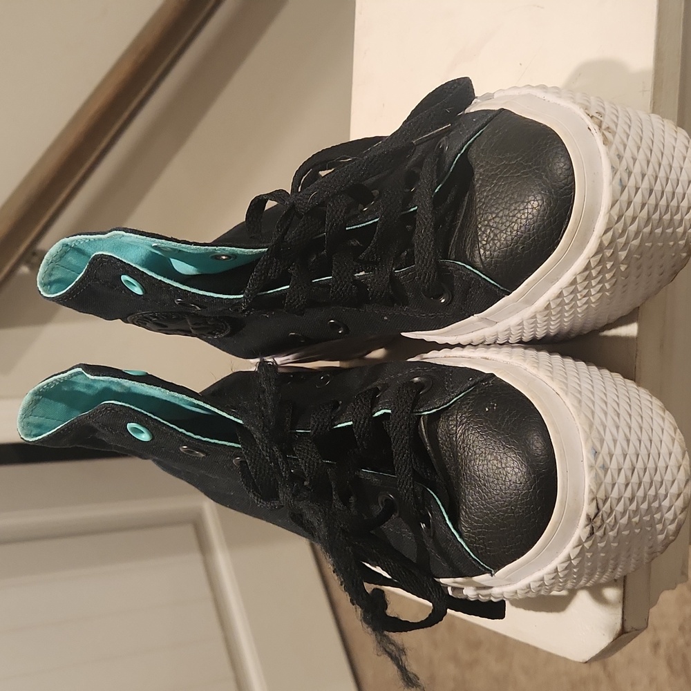Converse Black and Teal Platform Shoes